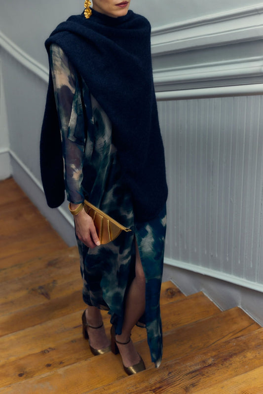 Poncho MOHAIR Azul Marino - BIMANI