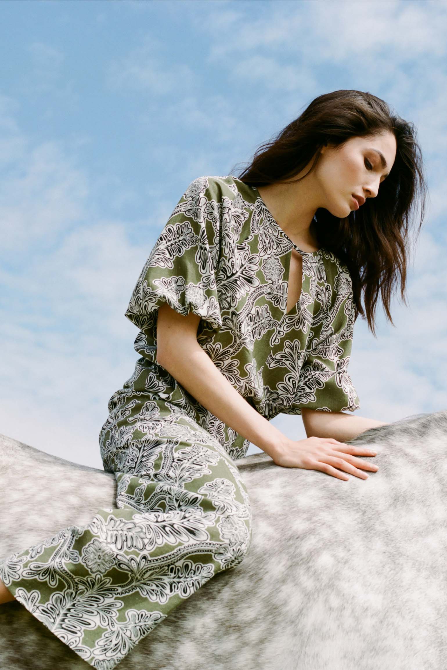 Blusa SAÚCO Print Khaki - BIMANI