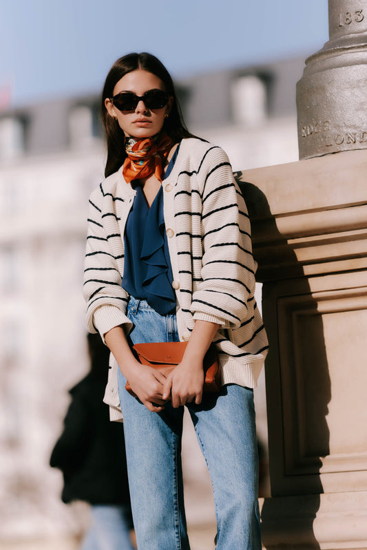 Cardigan SILAS Rayas Azul - BIMANI