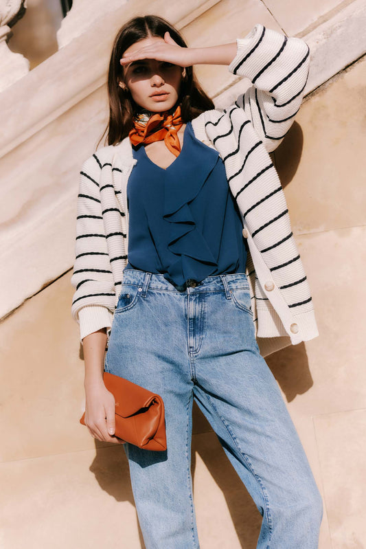 Cardigan SILAS Rayas Azul - BIMANI