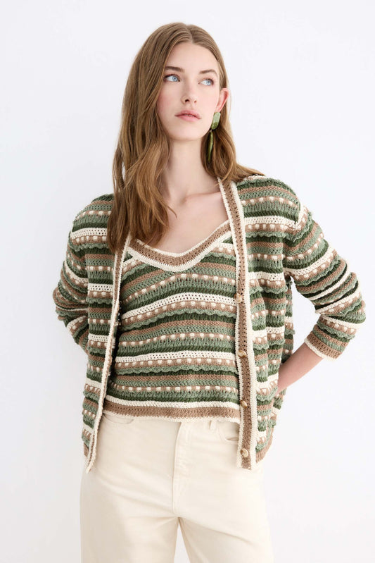 Cardigan GUINEA Emerald Stripes - BIMANI