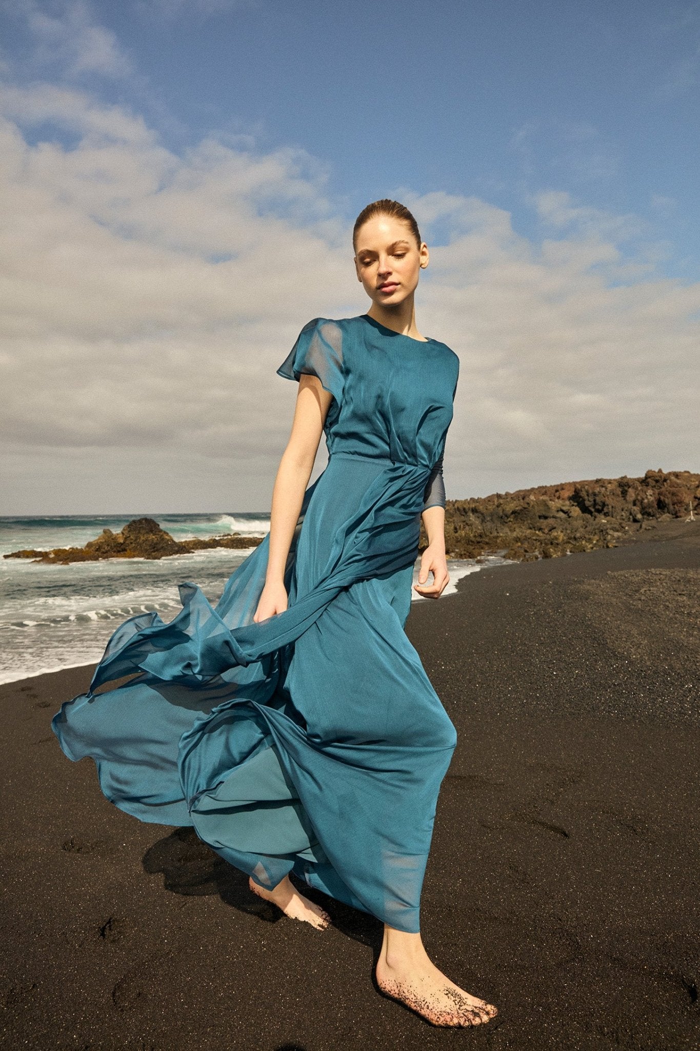 Anthurium Dress Basalt Blue | BIMANI