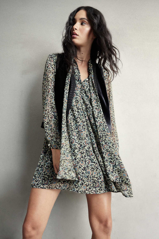 Vestido preto estampado BOLTON