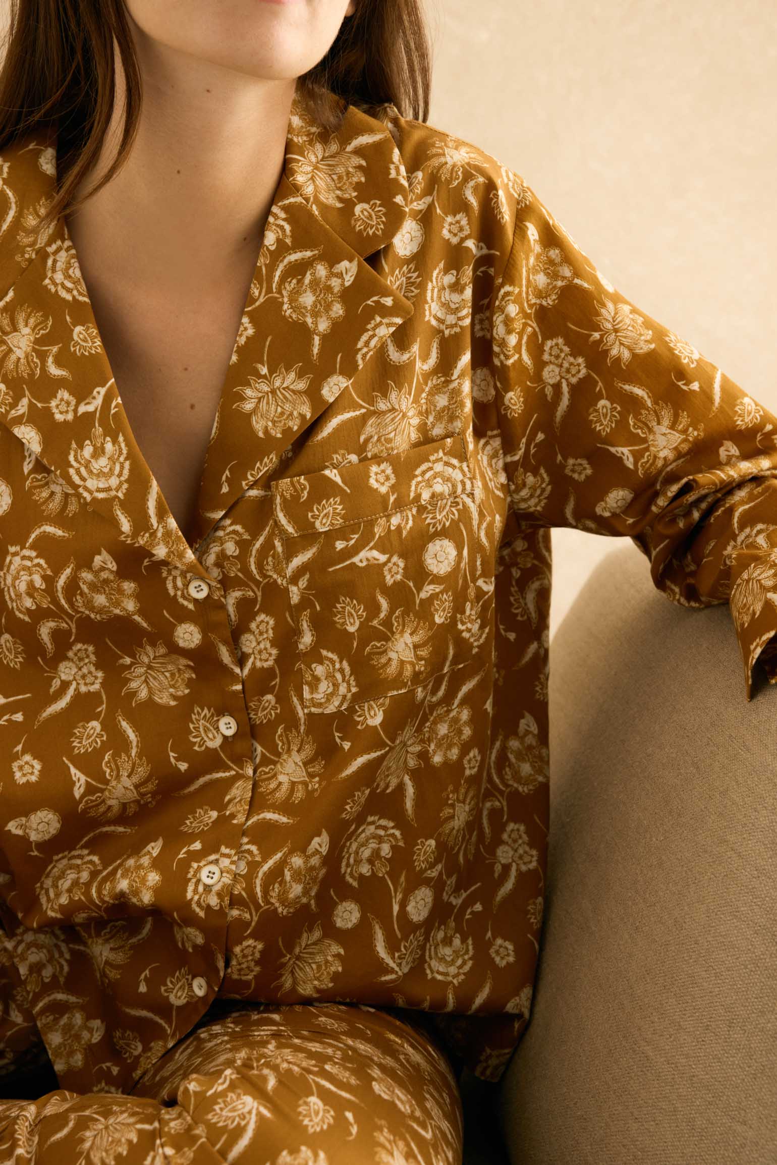 Pijama FIORI Estampado Mostaza - BIMANI