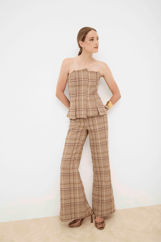 Pantalón YARA Cuadros Beige
