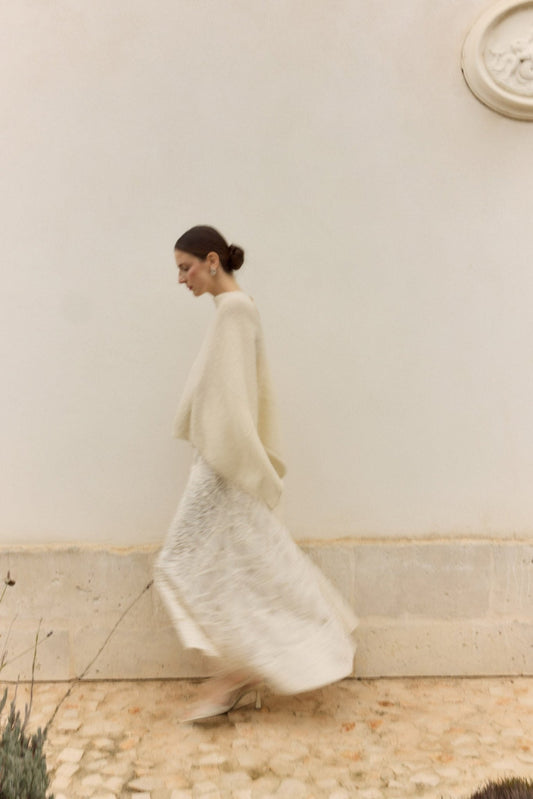 Poncho MOHAIR Blanco - BIMANI