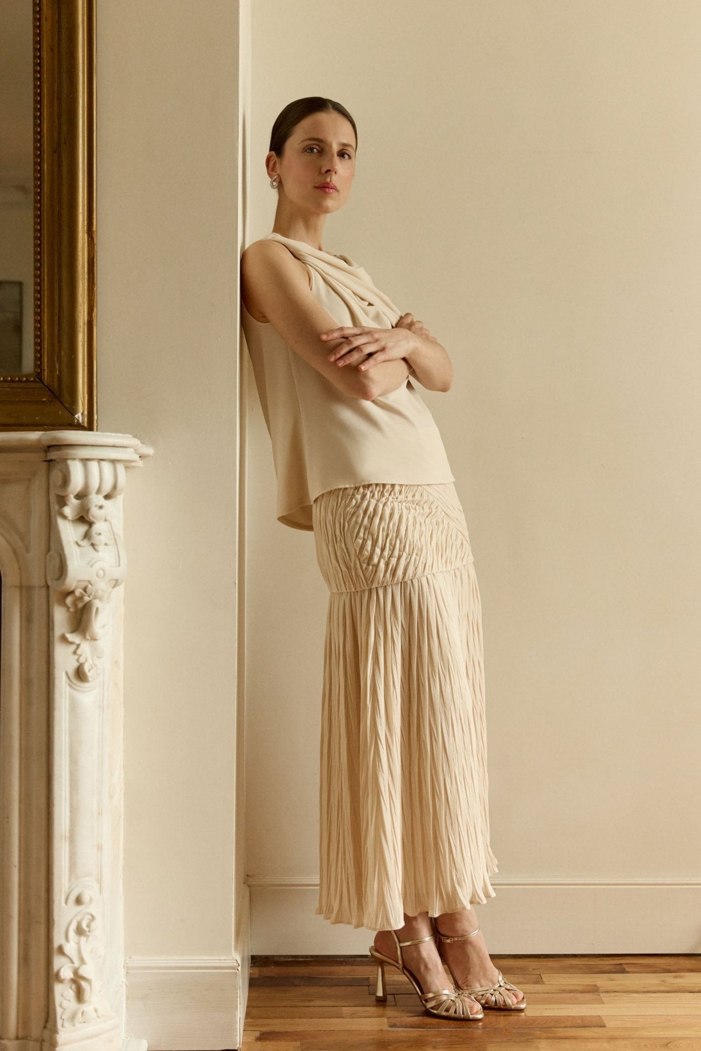 Falda HÉLADE Beige Caliza - BIMANI