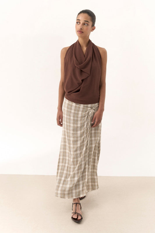 Falda BELLARIA Cuadros Camel - BIMANI