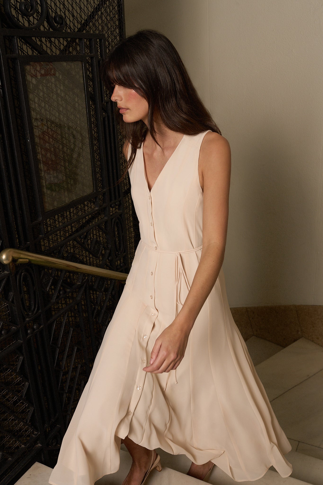 Vestido CORALIMA Beige Caliza - BIMANI