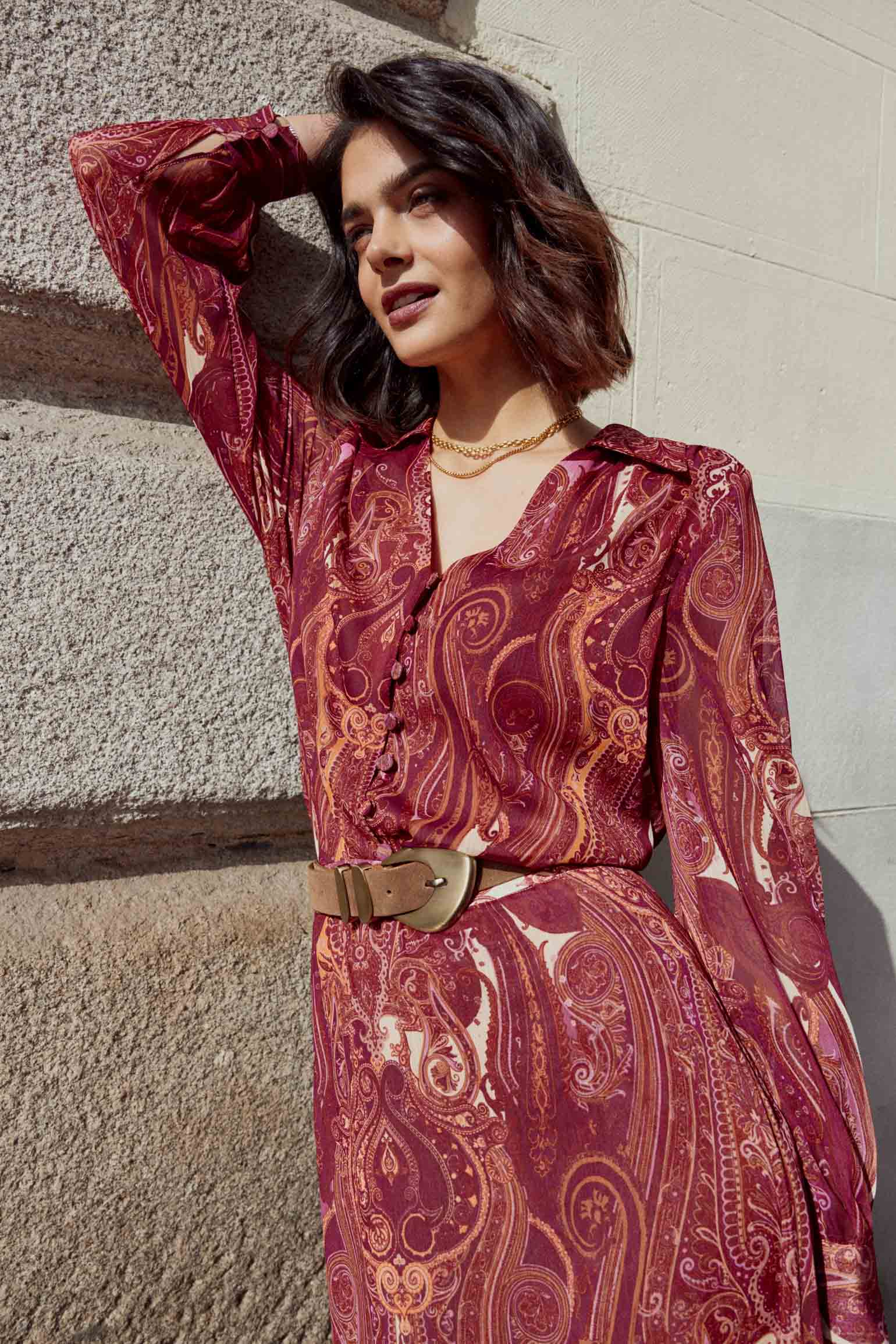 Blusa ADAME Print Burgundy - BIMANI