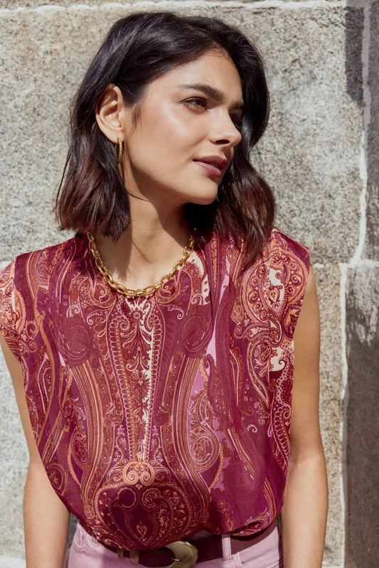 Blusa BIRMINGHAM Print Burgundy - BIMANI