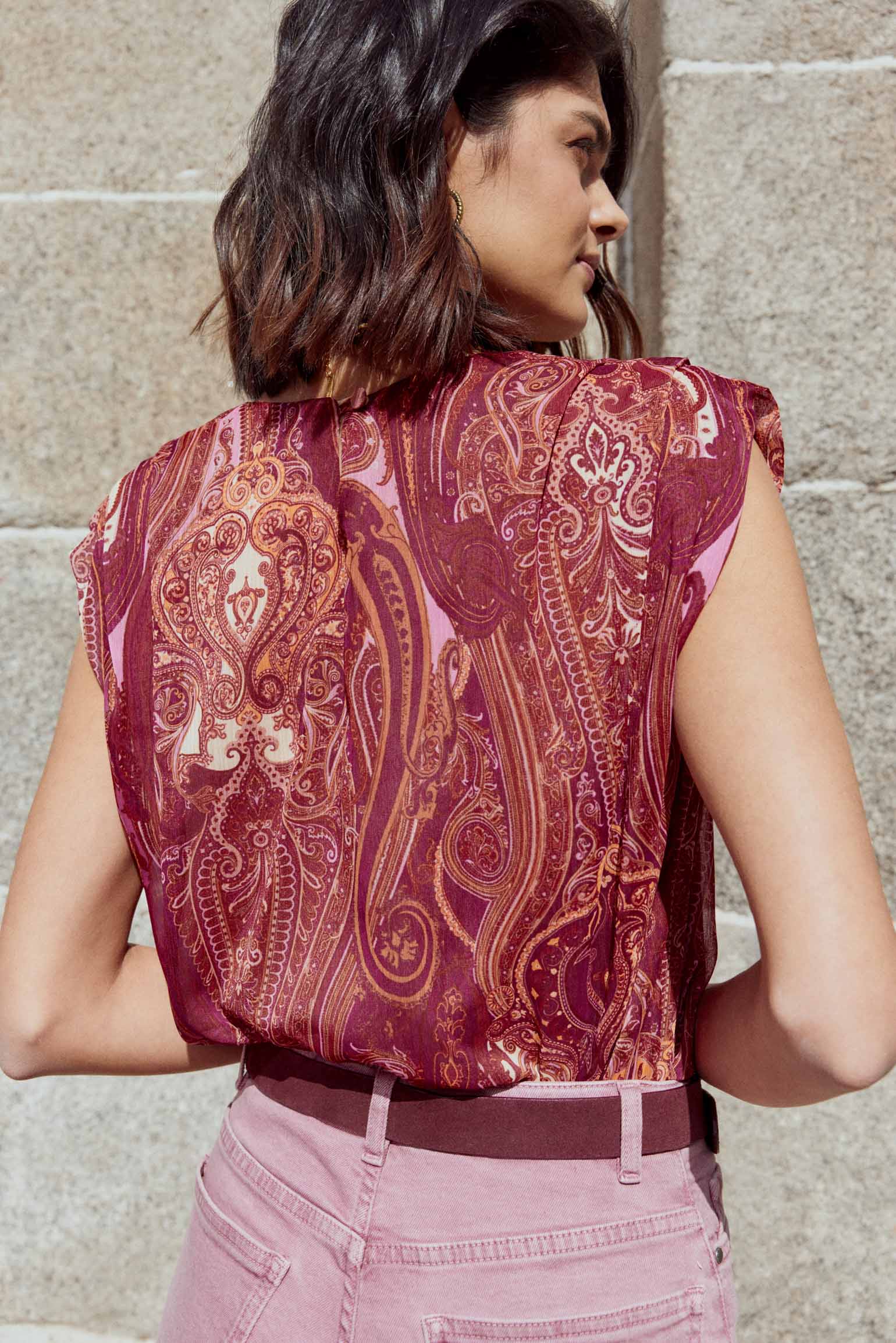 Blusa BIRMINGHAM Print Burgundy - BIMANI