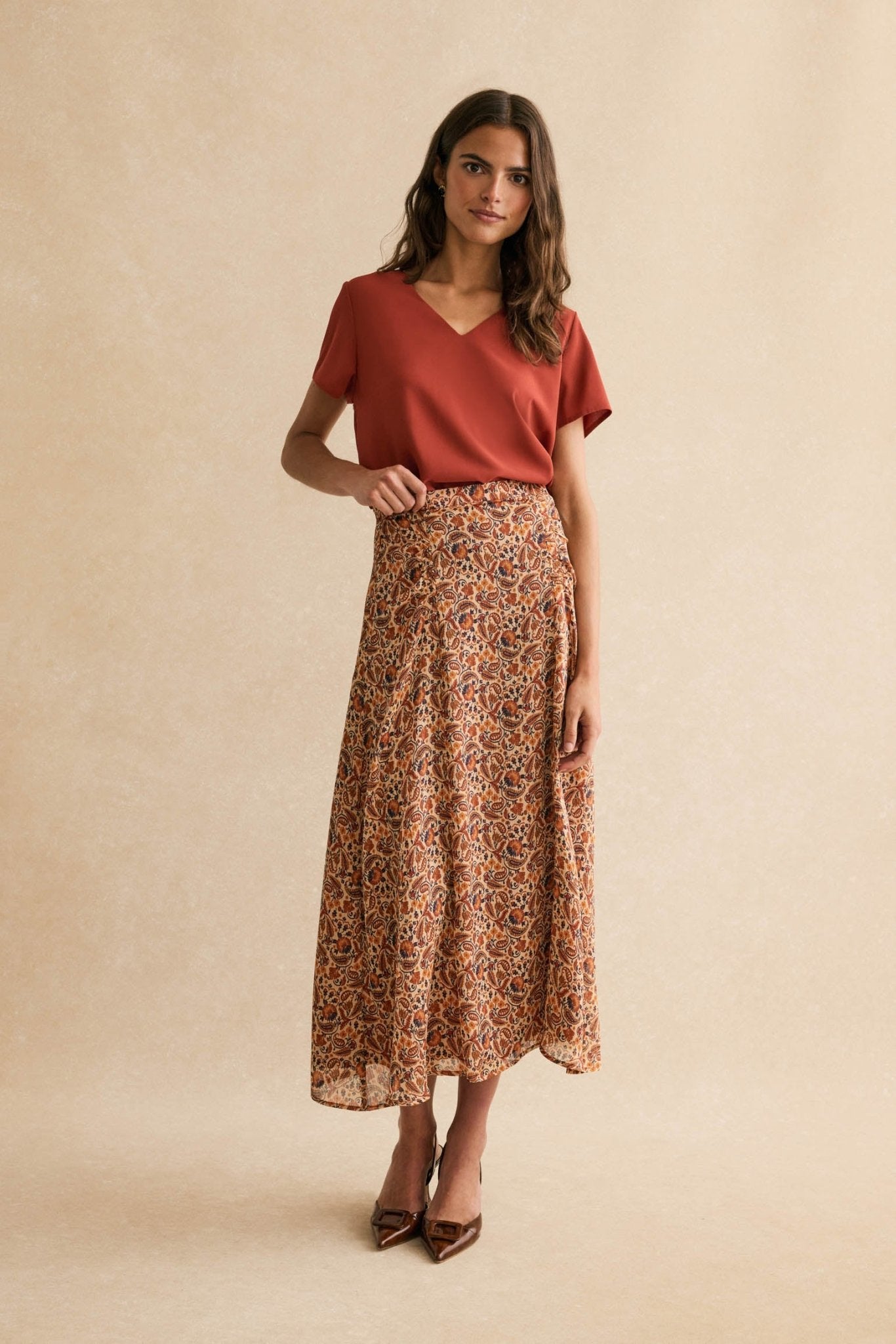 Falda PRISCILA Estampado Teja - BIMANI