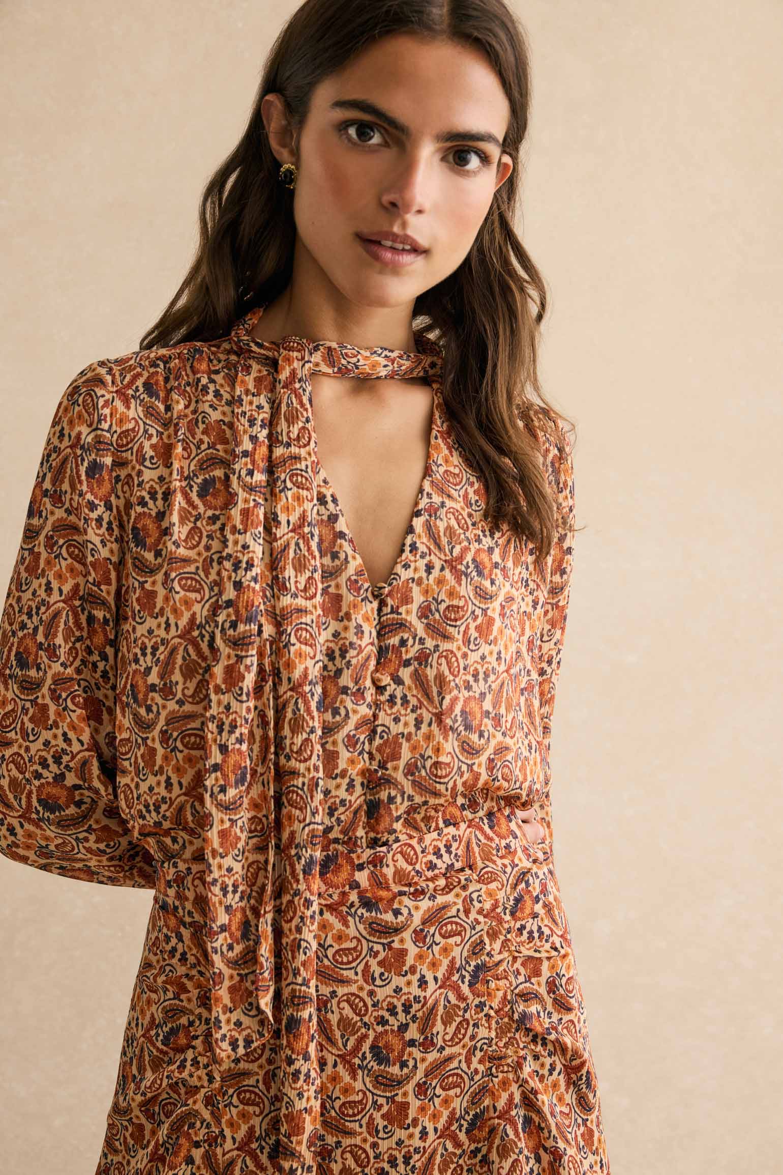 Blusa CHRISTINE Estampado Teja - BIMANI