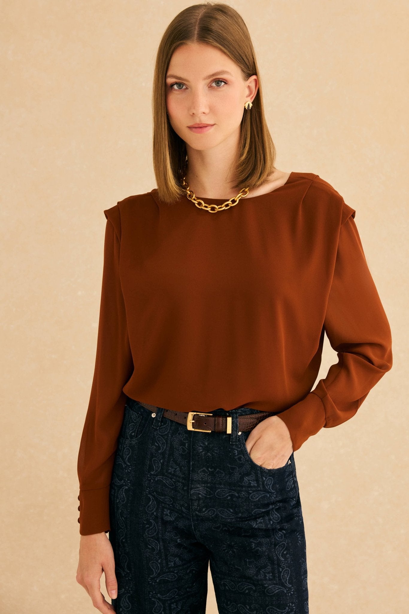 Blusa DENNIS Ocre Godello - BIMANI