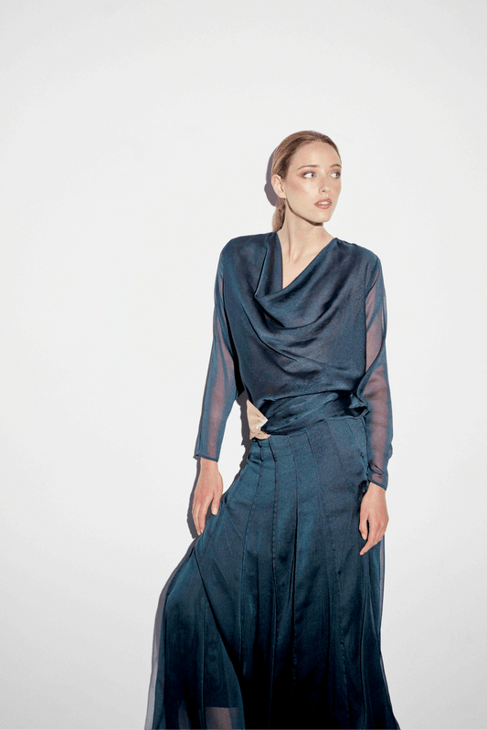 Blusa HELIANE Azul Petróleo