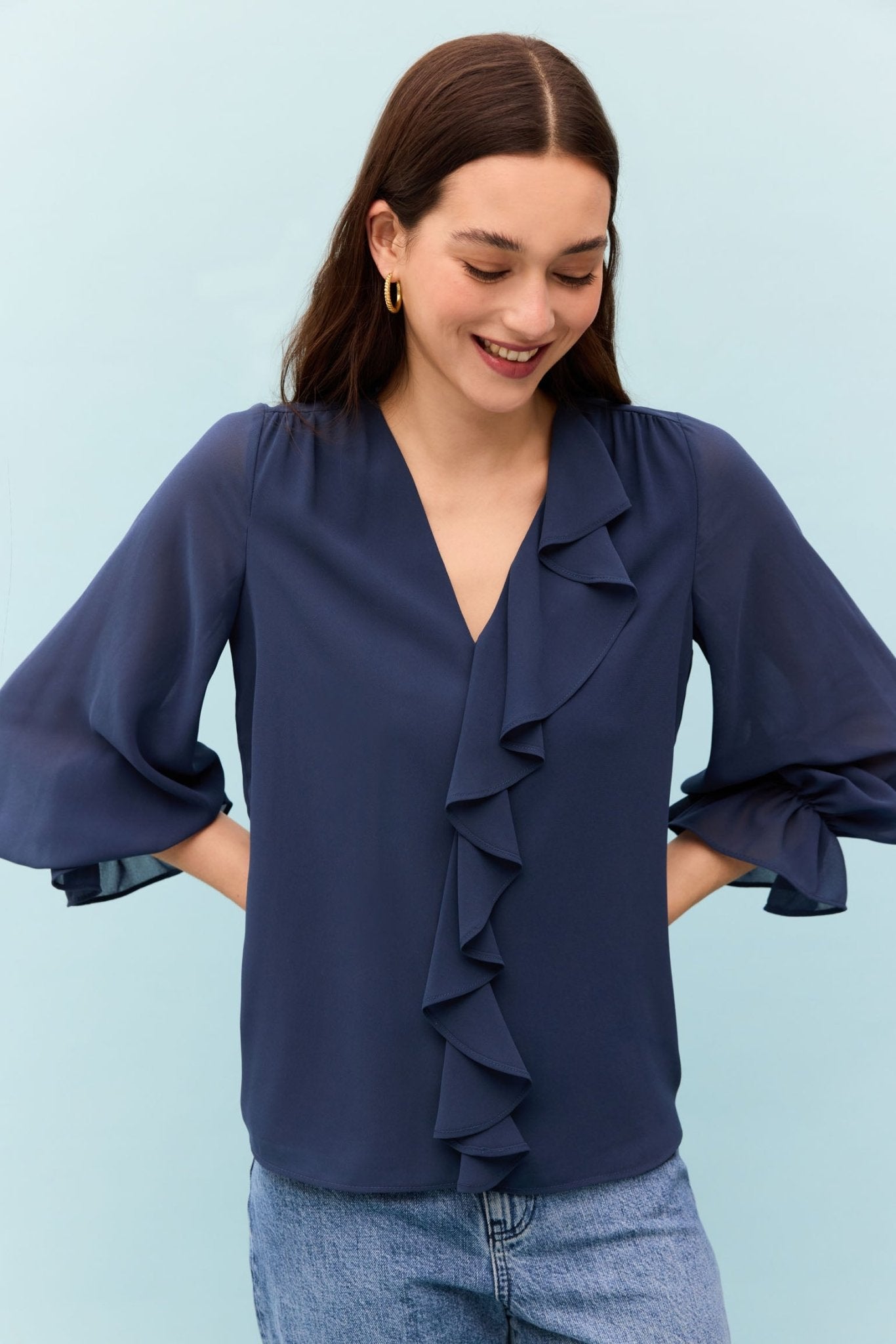 Blusa LIORA Azul Cantábrico - BIMANI