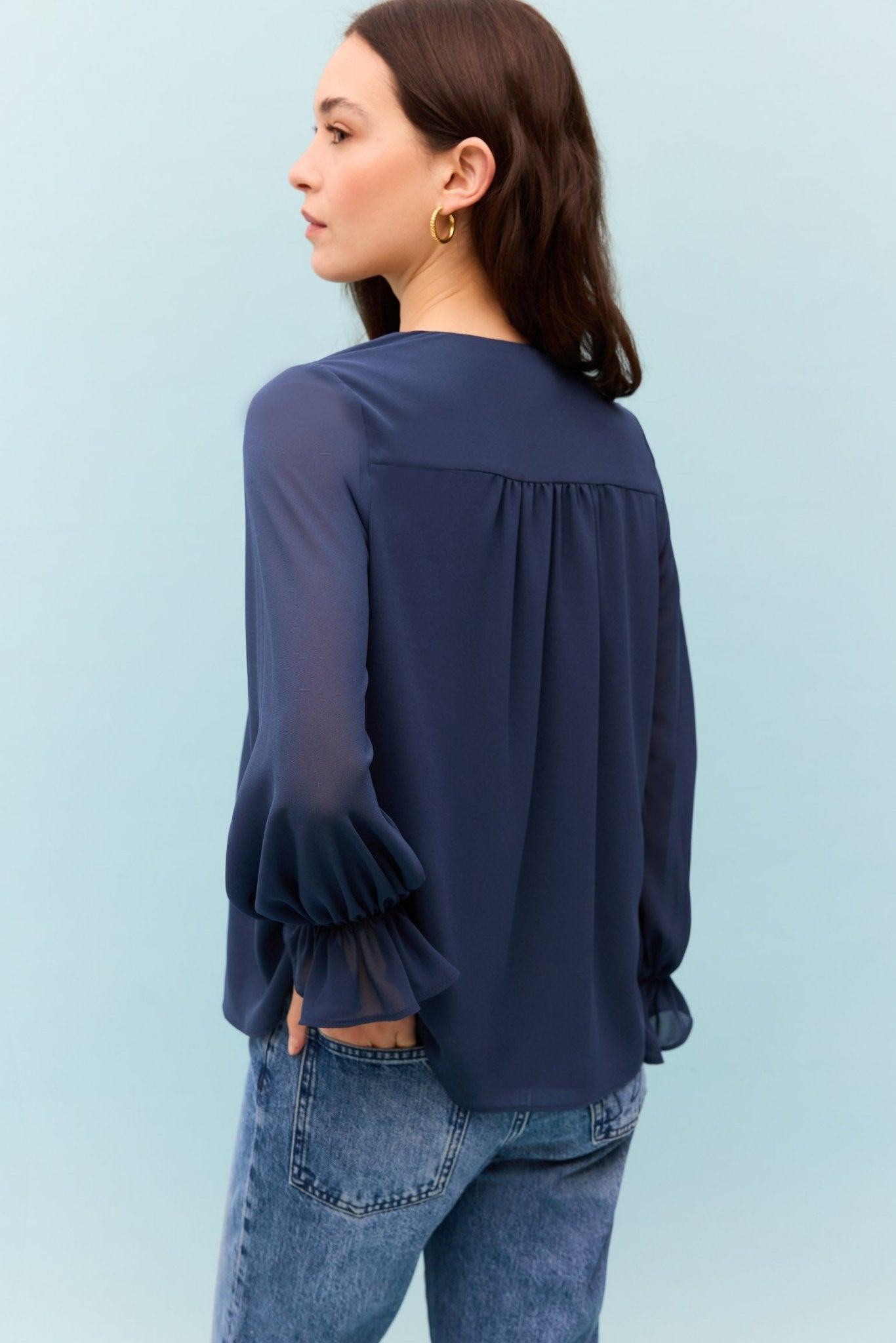 Blusa LIORA Azul Cantábrico - BIMANI