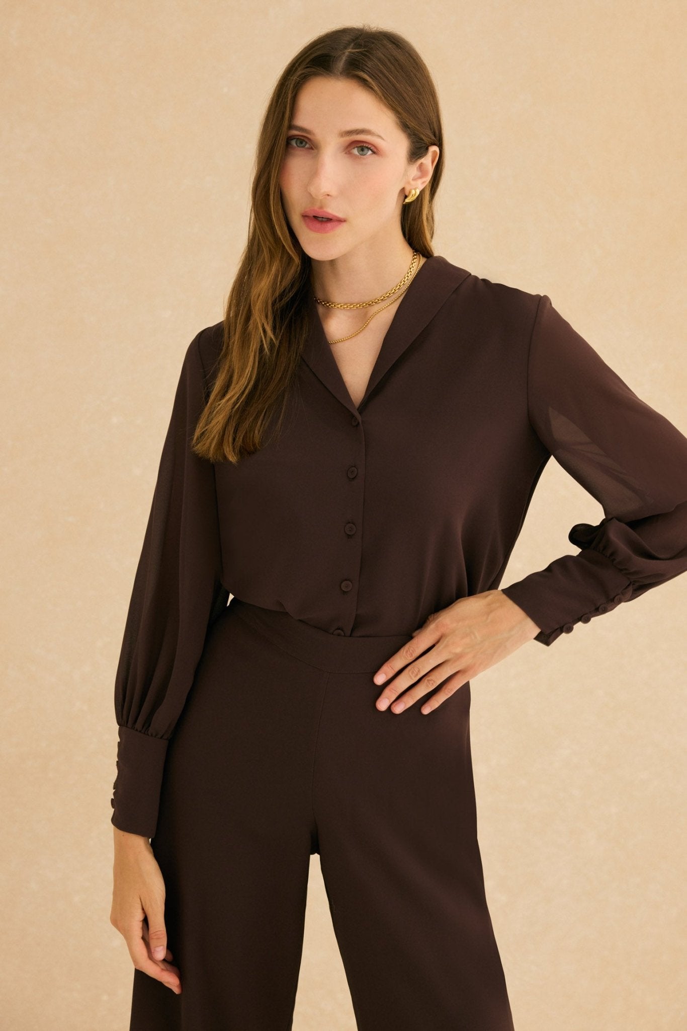 Blusa LONDRES Marrón Cacao - BIMANI