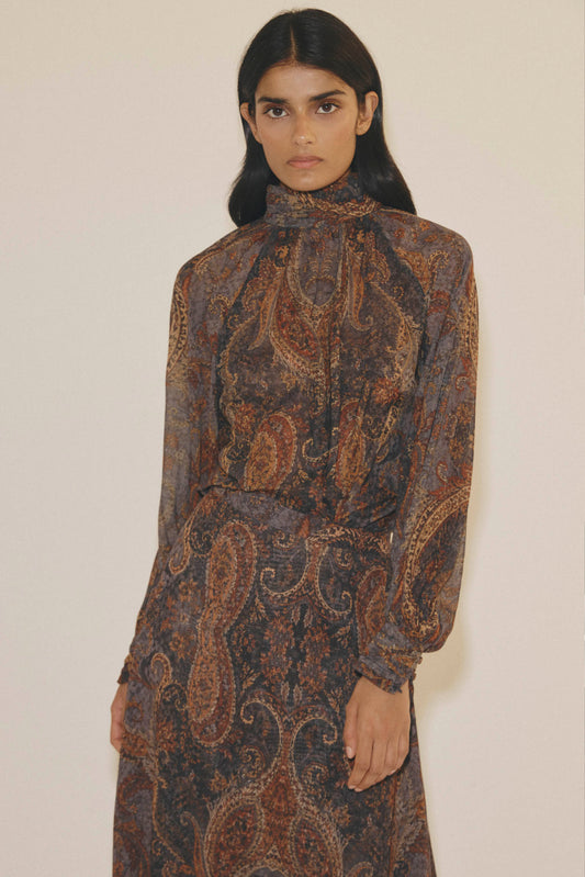 MOIRA Grey Print Blouse
