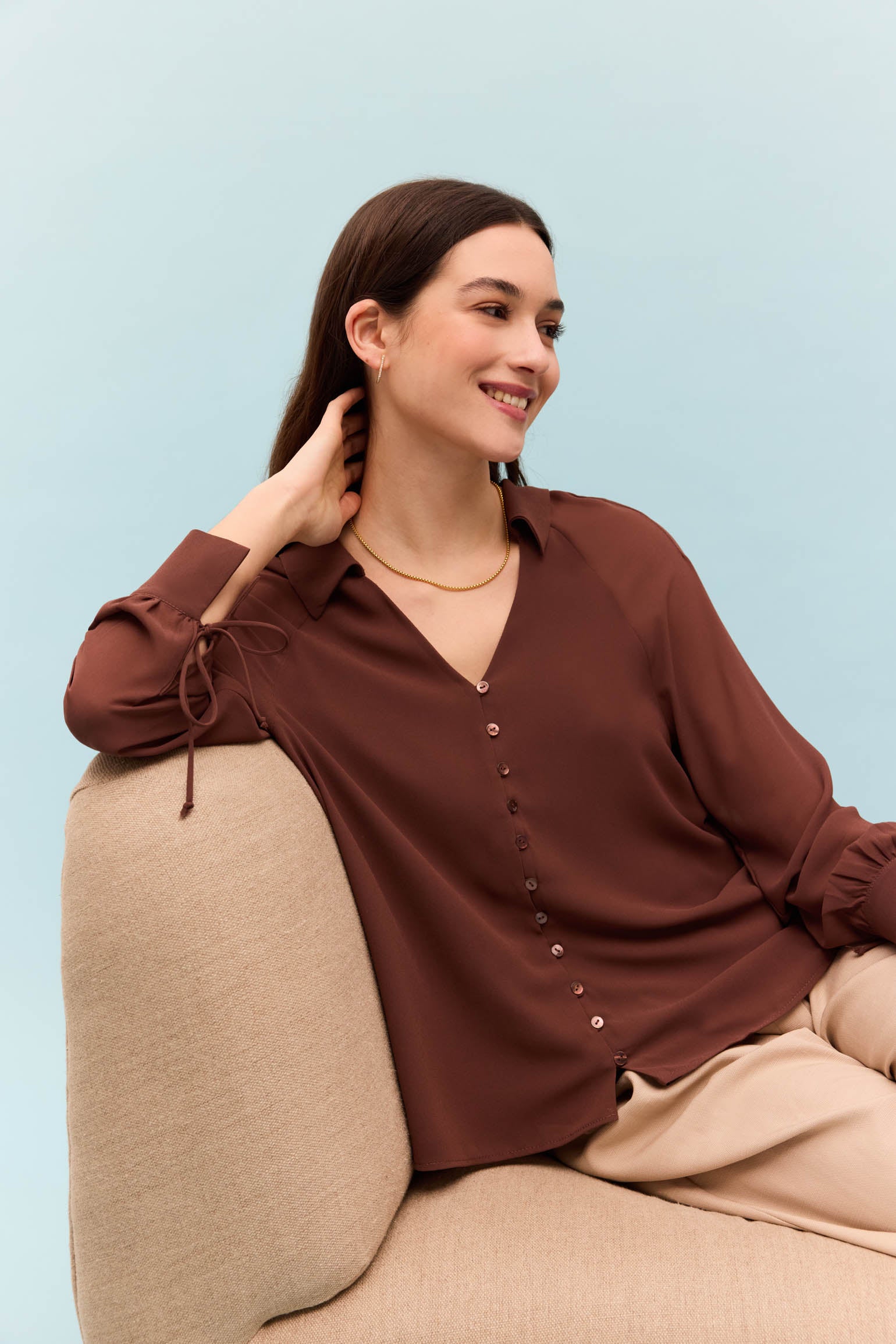 Blusa ZEFIRO Marrón Mocca - BIMANI