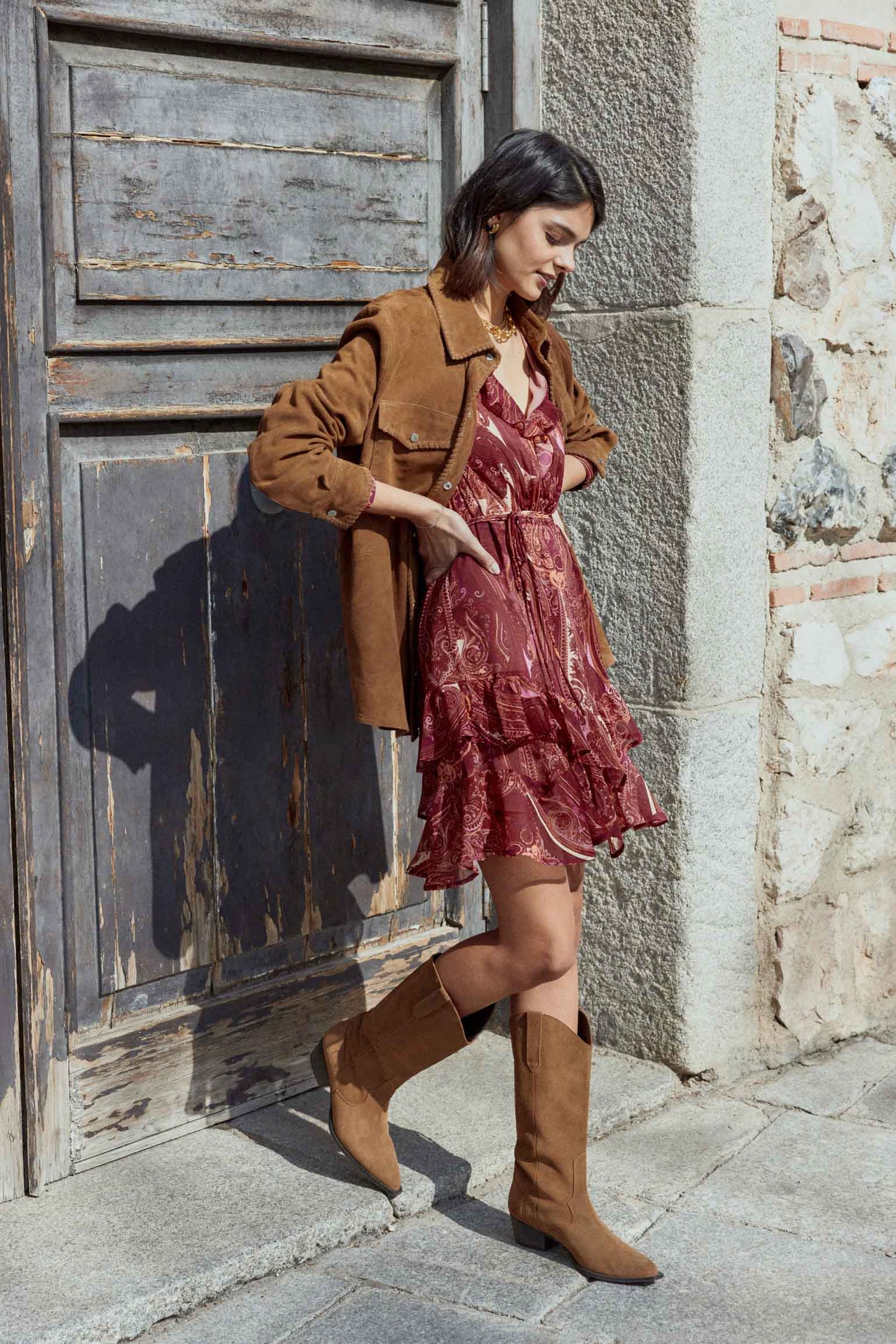 CASSIS Paisley Burgundy Dress