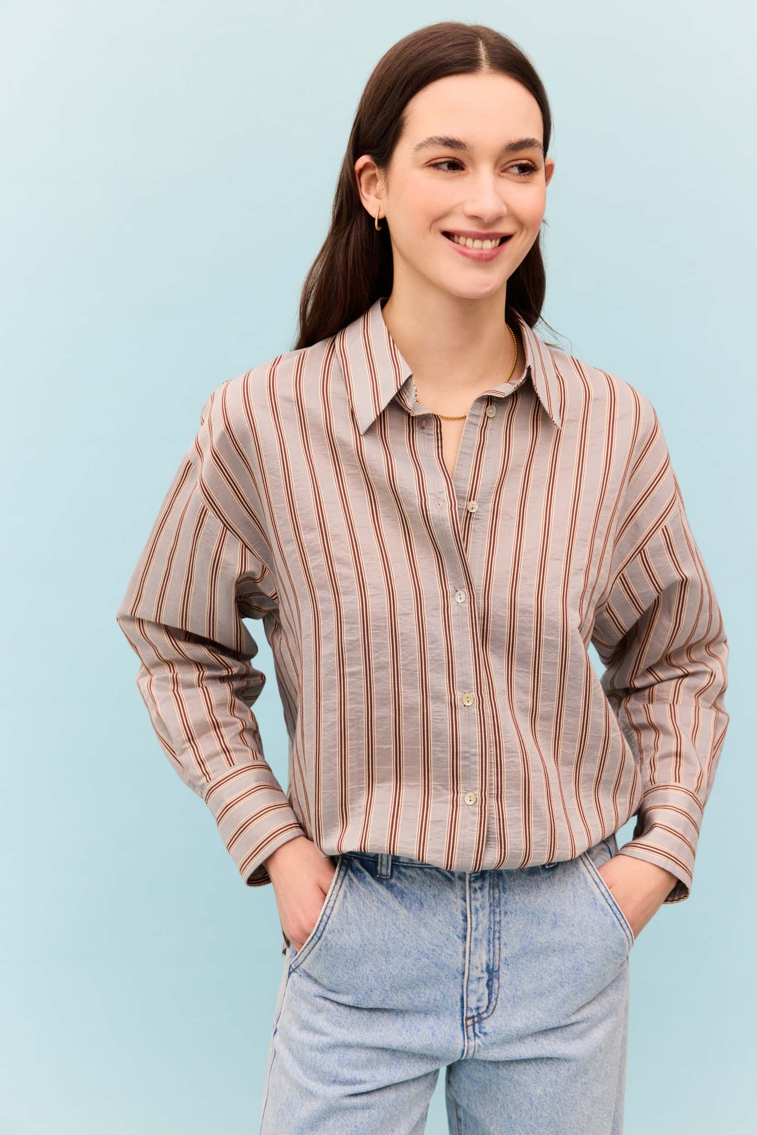 Camisa LIRIA Rayas Azul - BIMANI