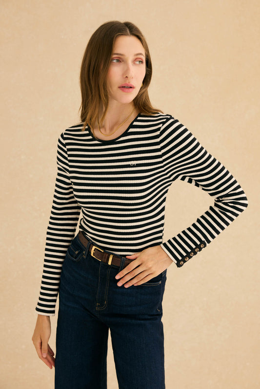 Camiseta DIANA Rayas Negro - BIMANI