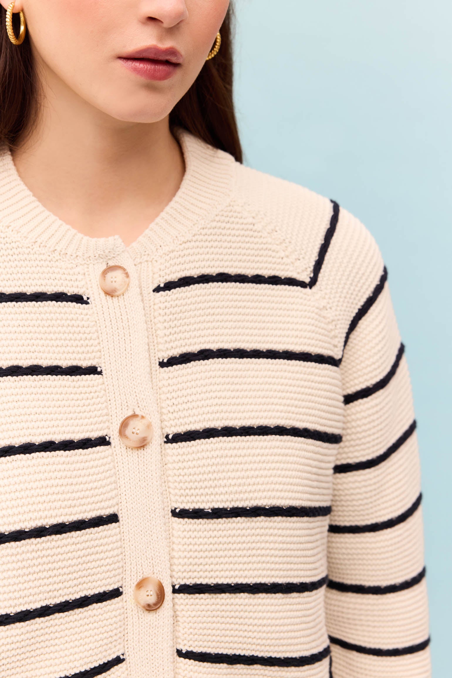 Cardigan SILAS Rayas Azul - BIMANI