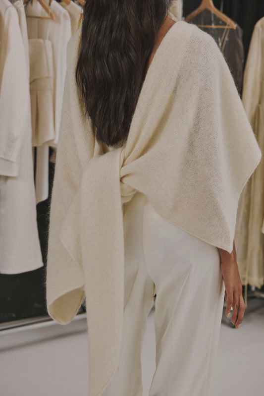 White MOHAIR Shawl