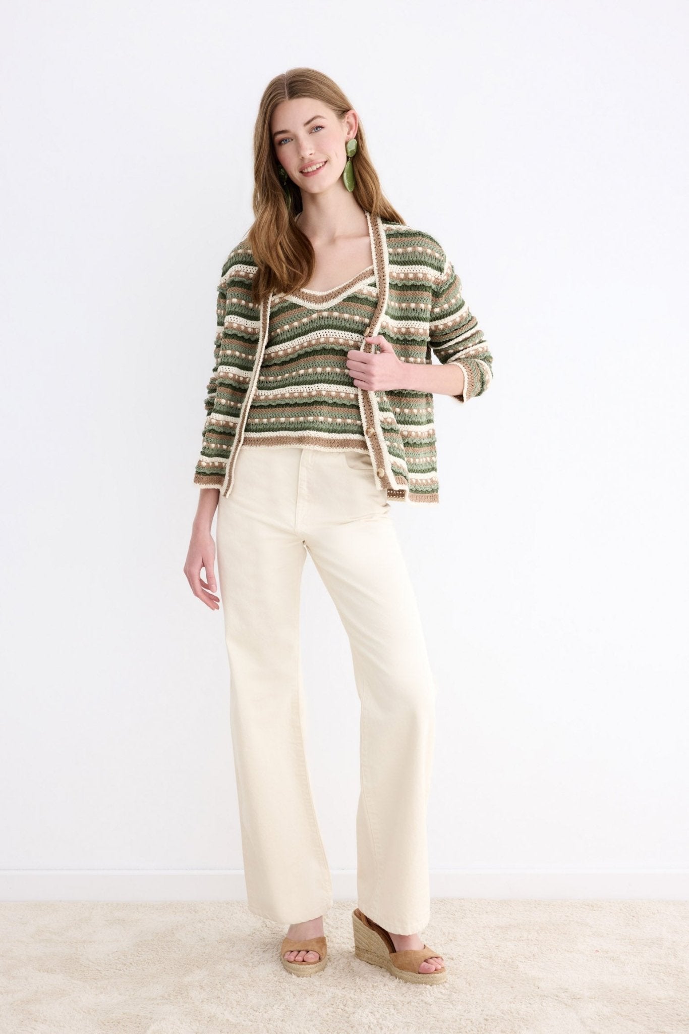 Cardigan GUINEA Emerald Stripes - BIMANI