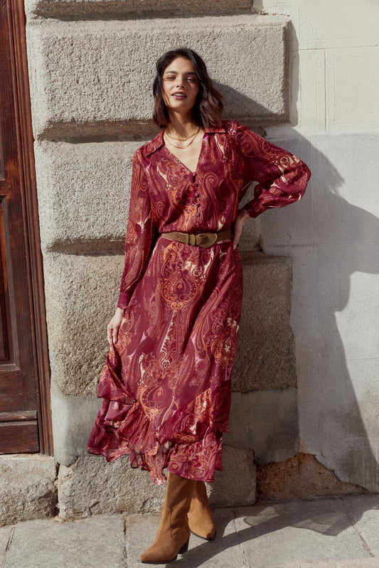 Falda AUDE Print Burgundy - BIMANI