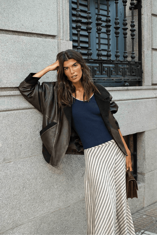 Falda AVEL Rayas Beige - BIMANI