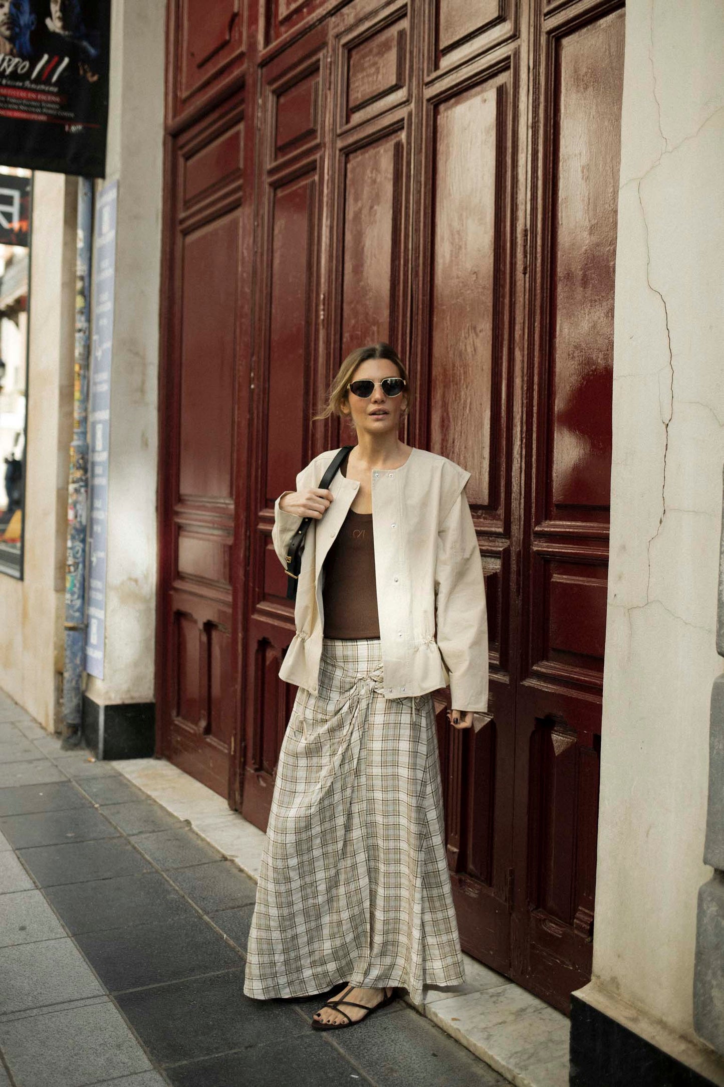 Falda BELLARIA Cuadros Camel - BIMANI