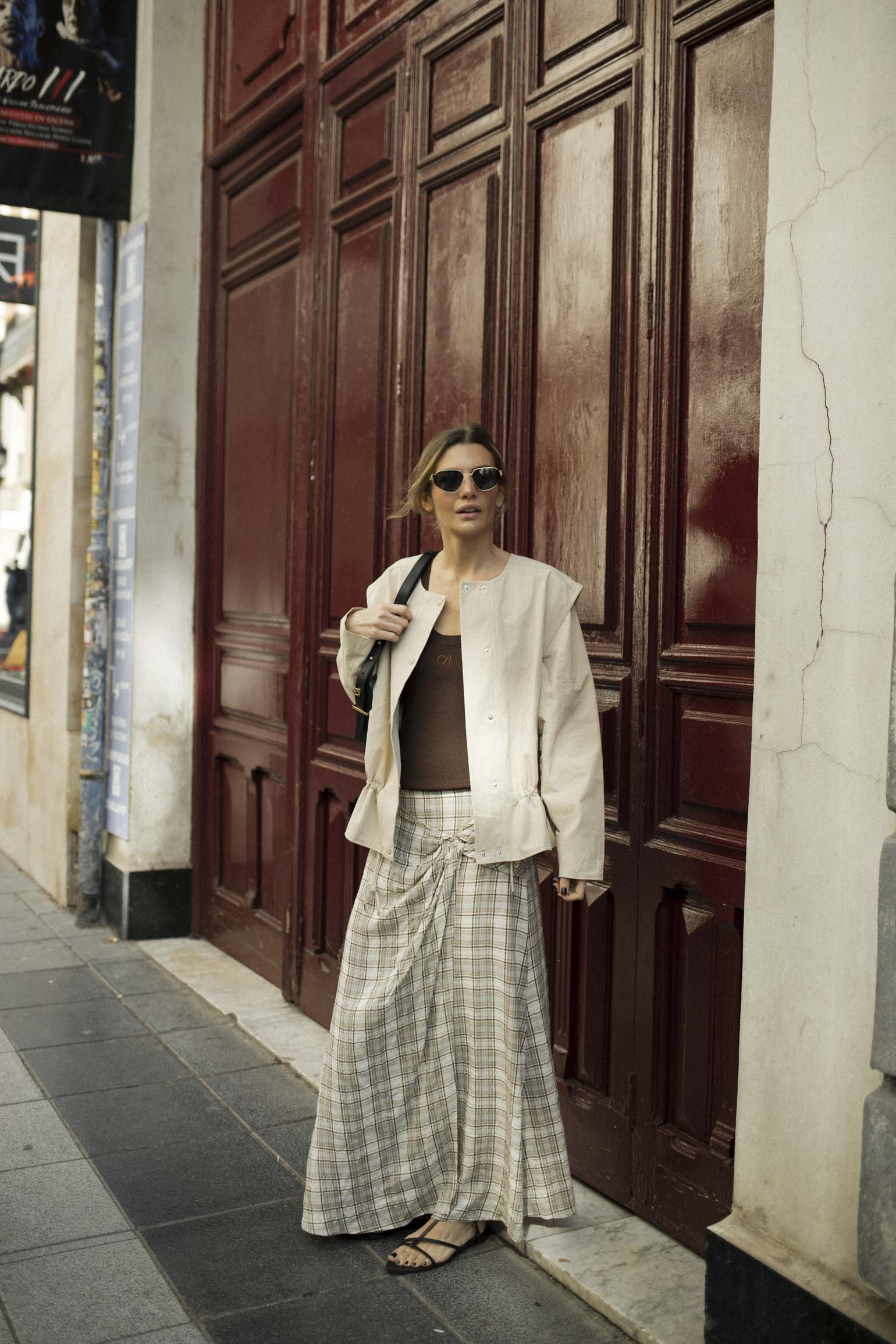 Falda BELLARIA Cuadros Camel - BIMANI