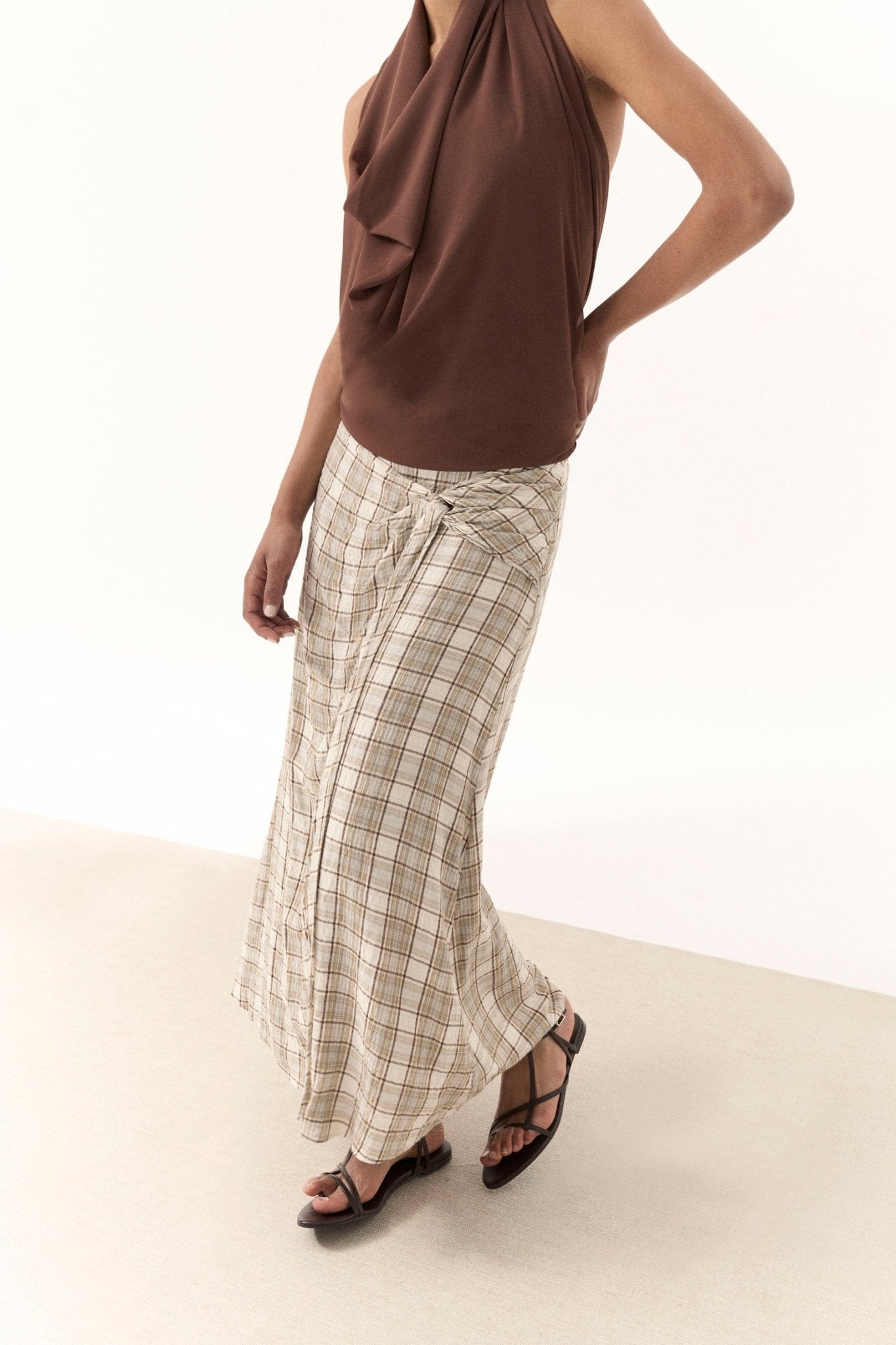 Falda BELLARIA Cuadros Camel - BIMANI