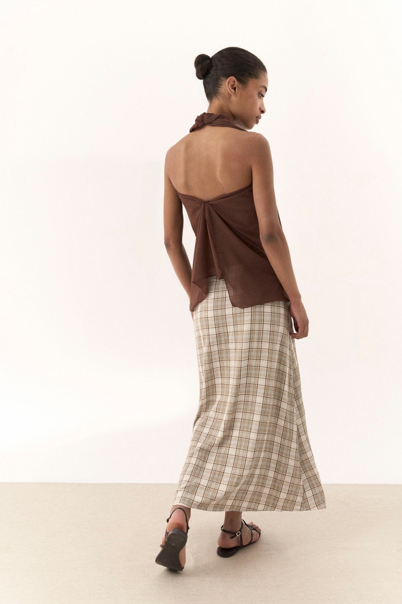 Falda BELLARIA Cuadros Camel - BIMANI