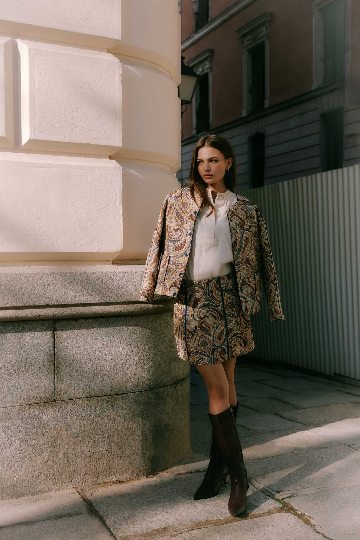 Falda MABEL Estampado Beige - BIMANI