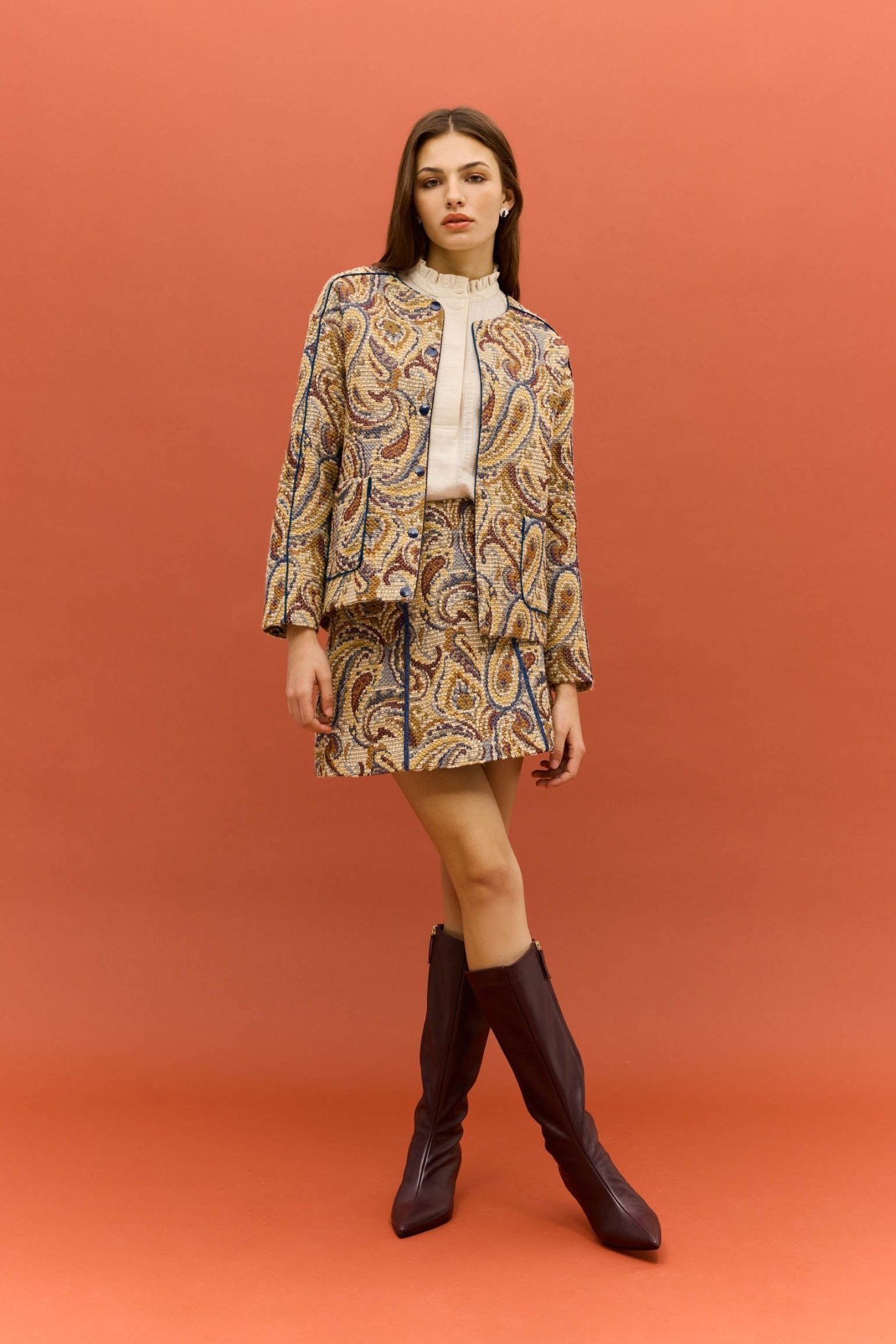 Falda MABEL Estampado Beige - BIMANI