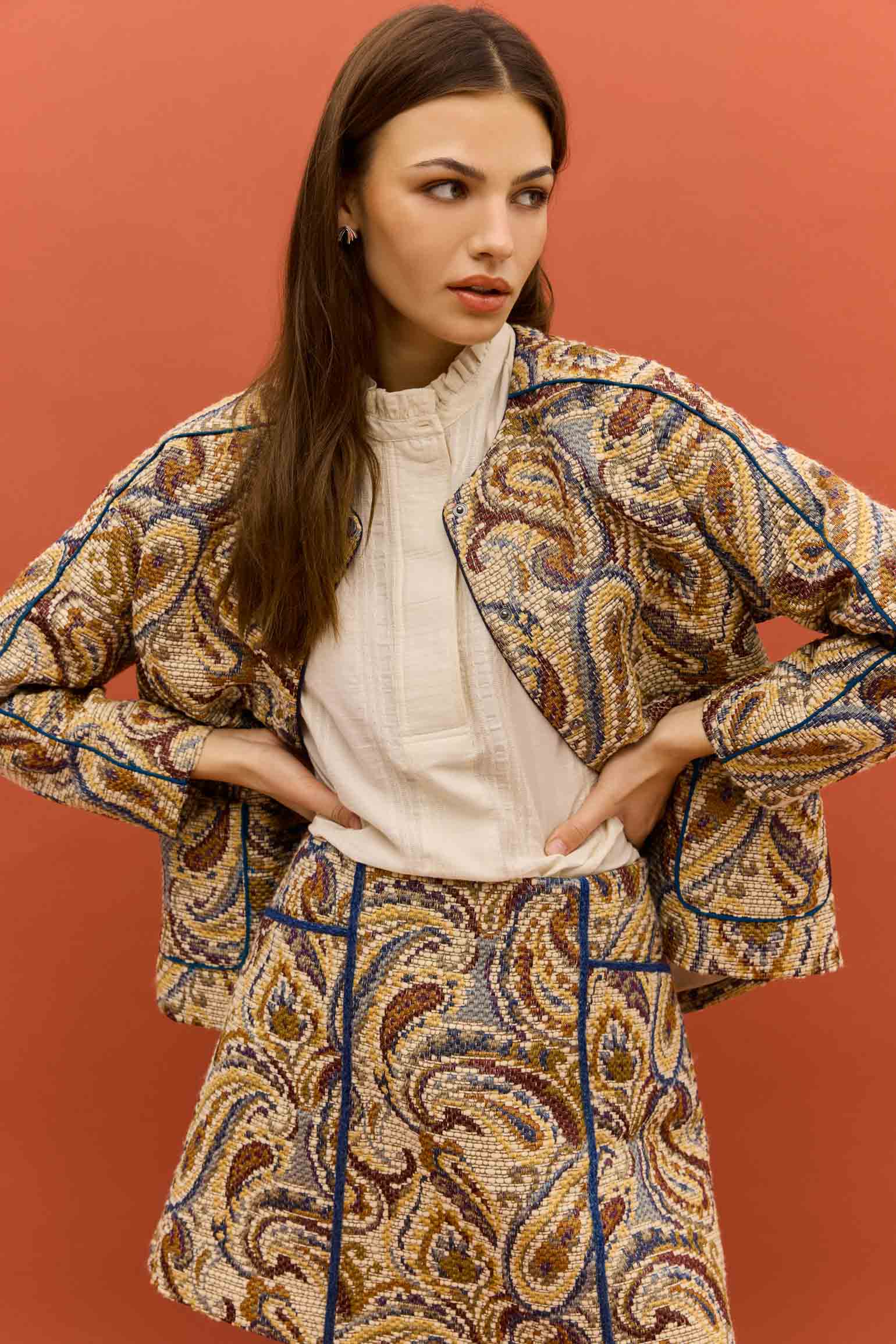 Falda MABEL Estampado Beige - BIMANI