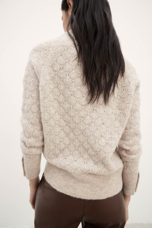 BROOKSIDE POINTELLE Sweater Camel