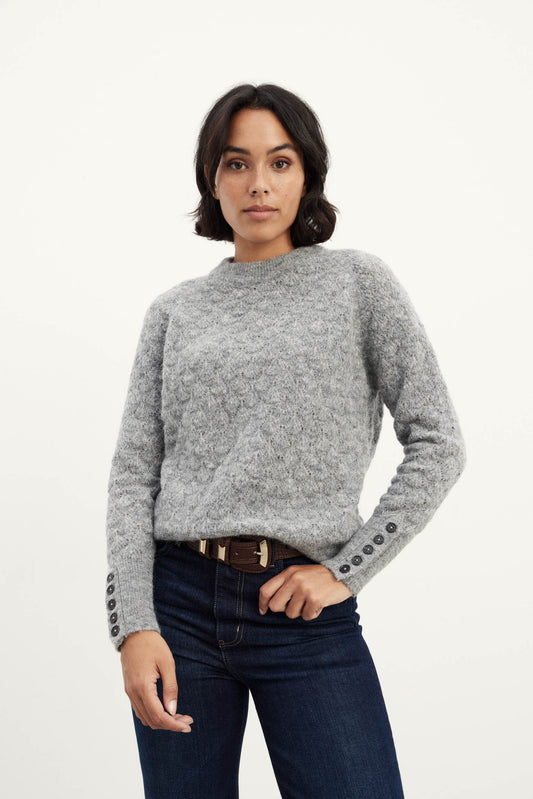 BROOKSIDE POINTELLE Gray Sweater