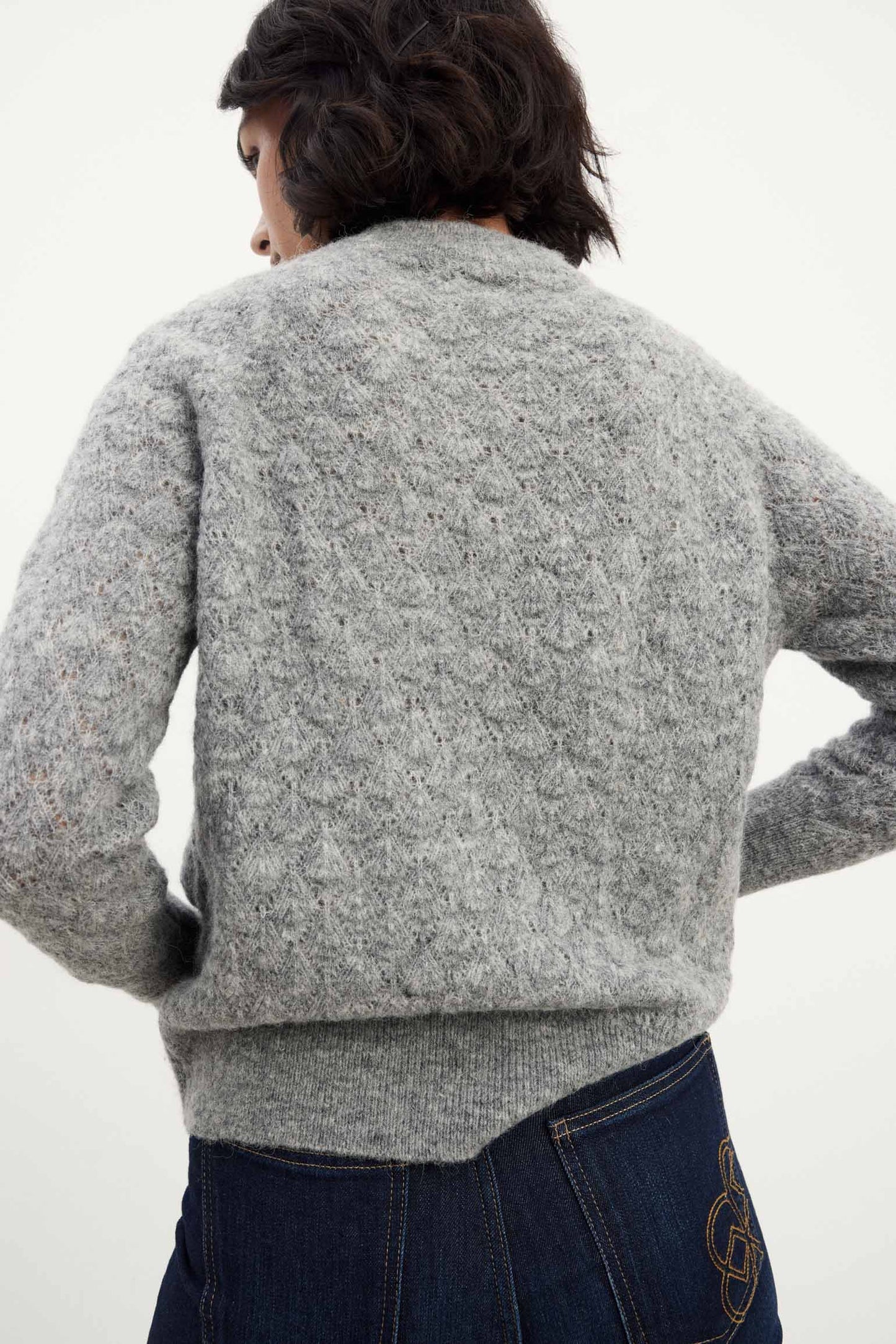 BROOKSIDE POINTELLE Gray Sweater