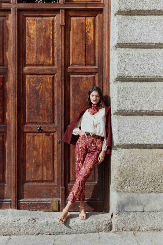 Pantalón LONDON Print Burgundy - BIMANI