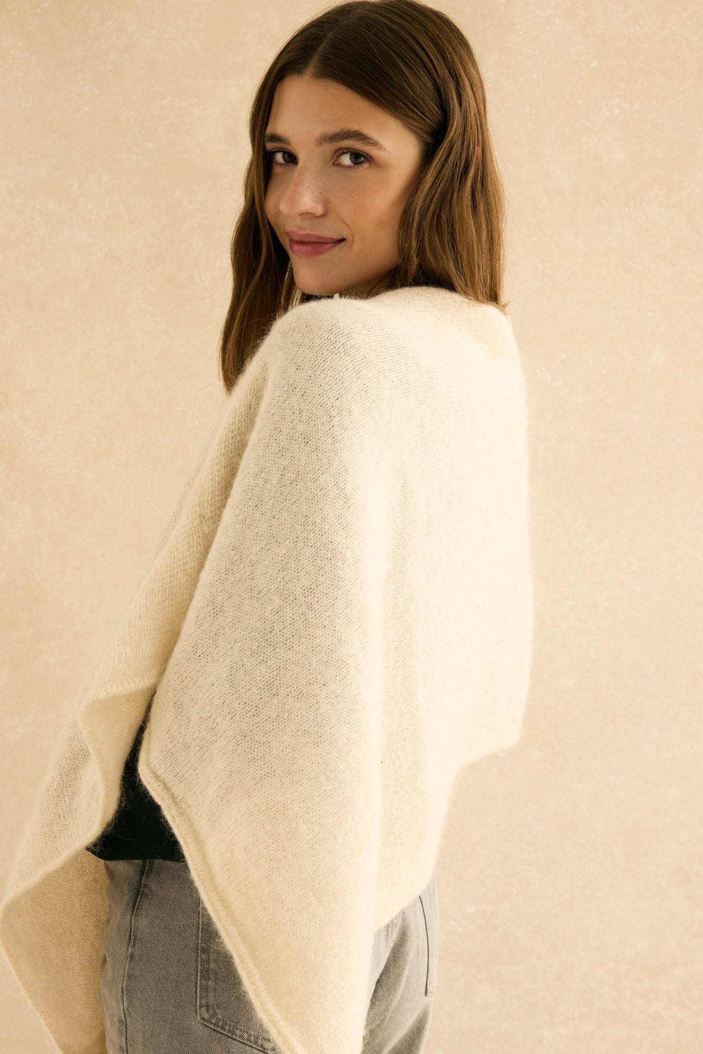 Poncho MOHAIR Blanco - BIMANI