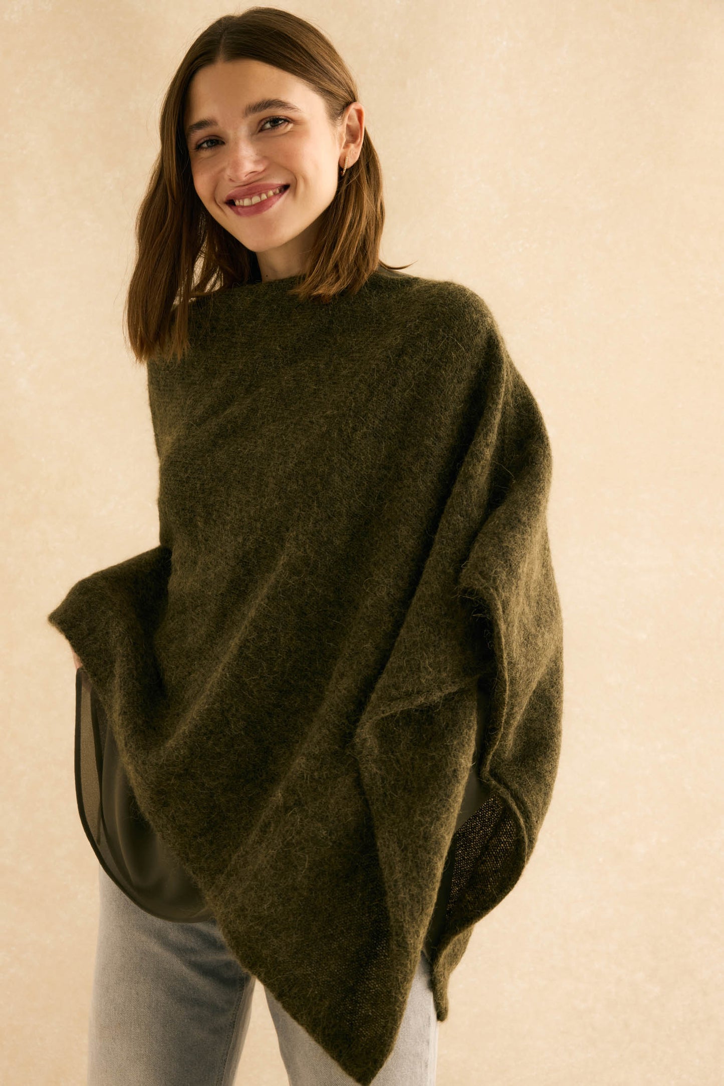 Poncho MOHAIR Khaki - BIMANI