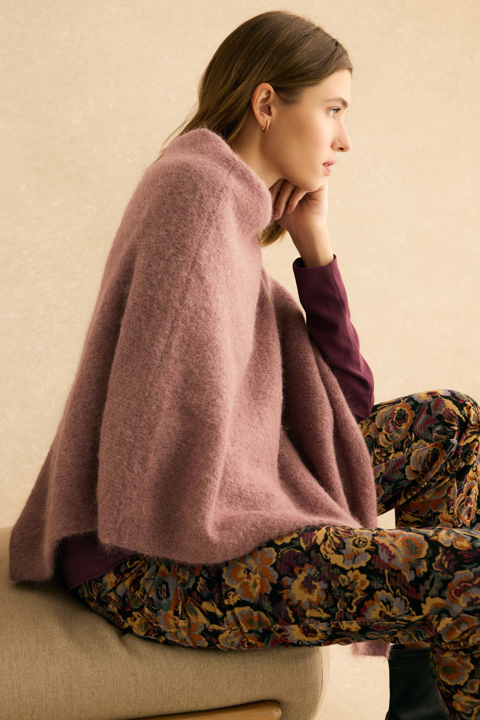 Poncho MOHAIR Rosa - BIMANI