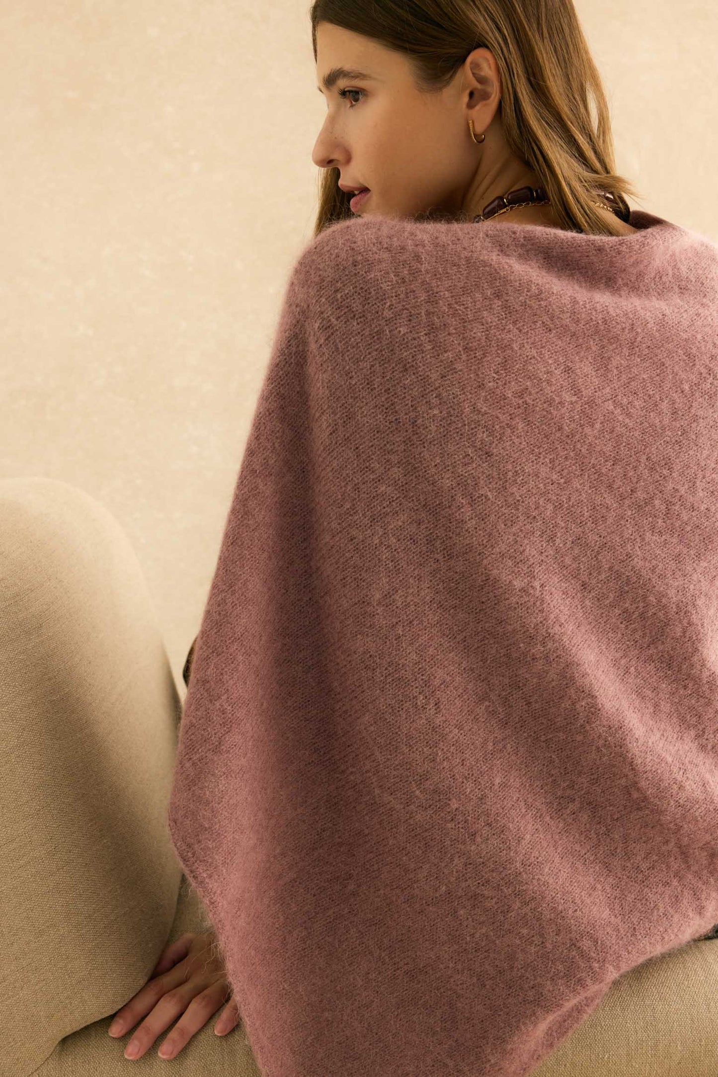 Poncho MOHAIR Rosa - BIMANI