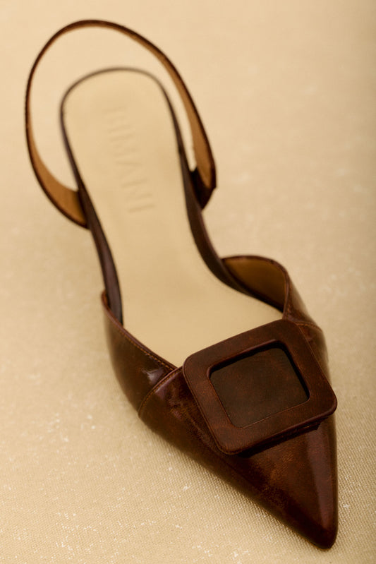 Stiletto NURIA Petite Charol Marrón - BIMANI