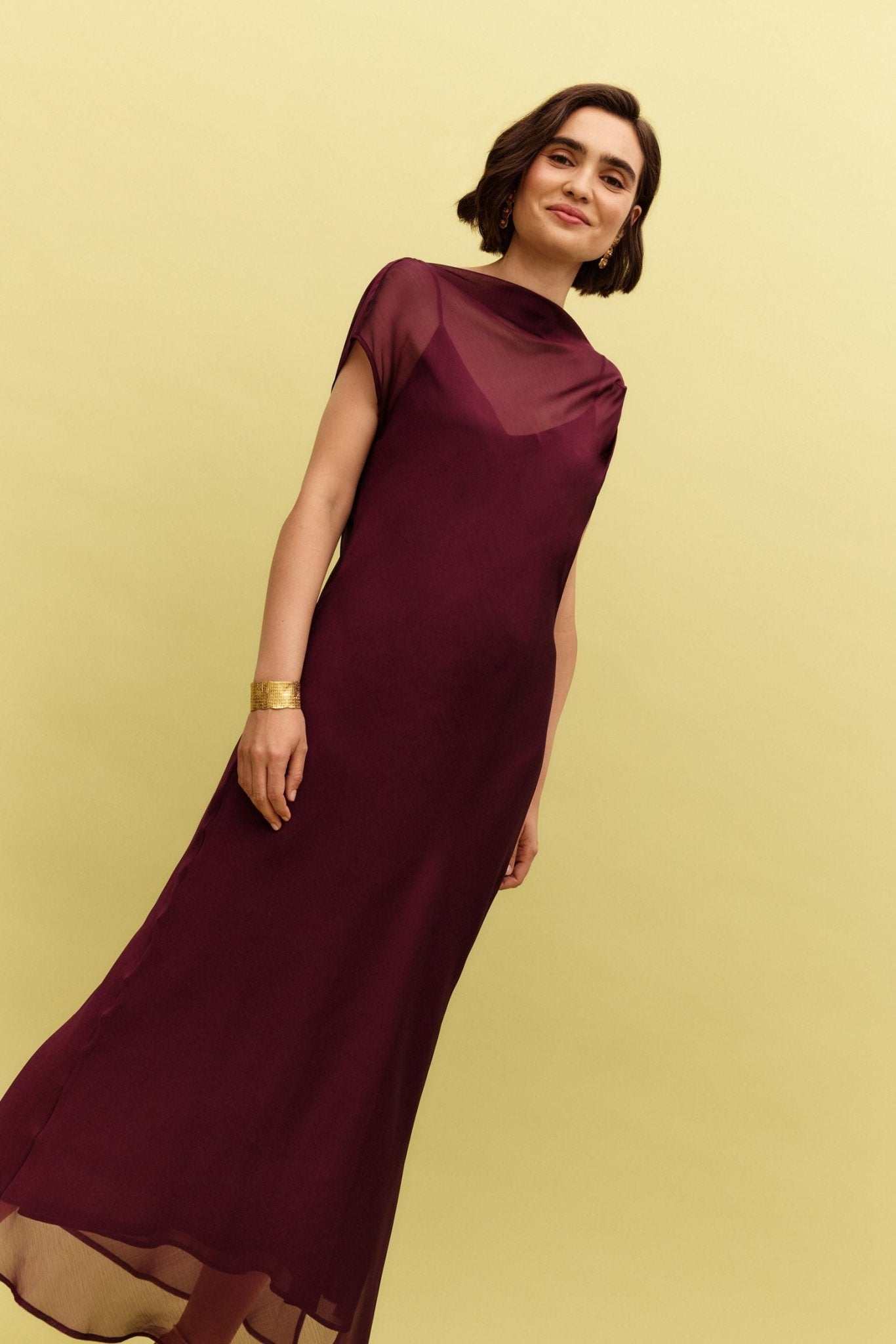 Vestido ÁGARO Burdeos Monastrell - BIMANI